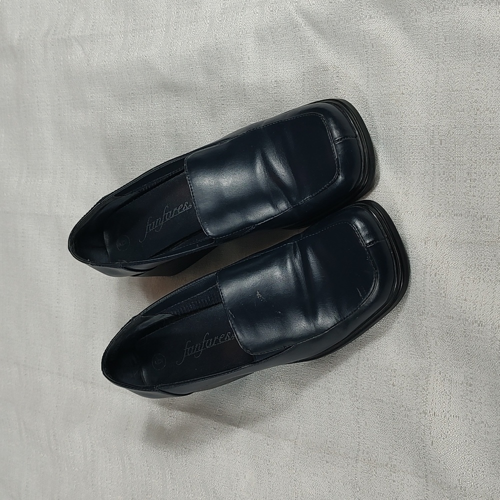 FanFares Dark Navy Blue Square Toe Slip On Loafers Womens Size 6